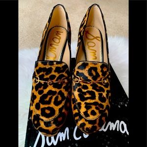 Leopard print block heel loafer